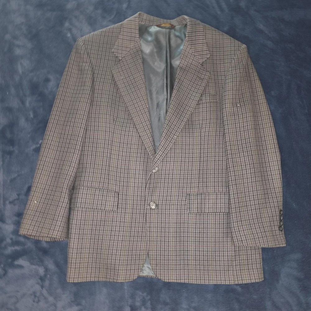 Nordstrom Blazer Mens 46R Houndstooth 100% Wool Sport Coat Jacket **Moth Holes**